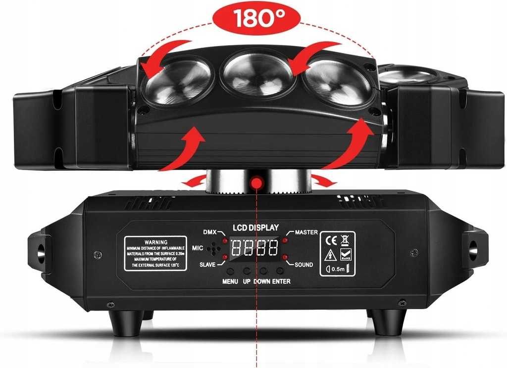 WZYBUTA Moving Head Oświetlenie dyskotekowe LED DMX 512 RGB DJ 7/13 CH