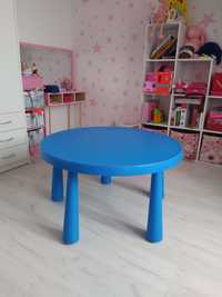 Okrągły stolik Ikea mammut dla dziecka niebieski