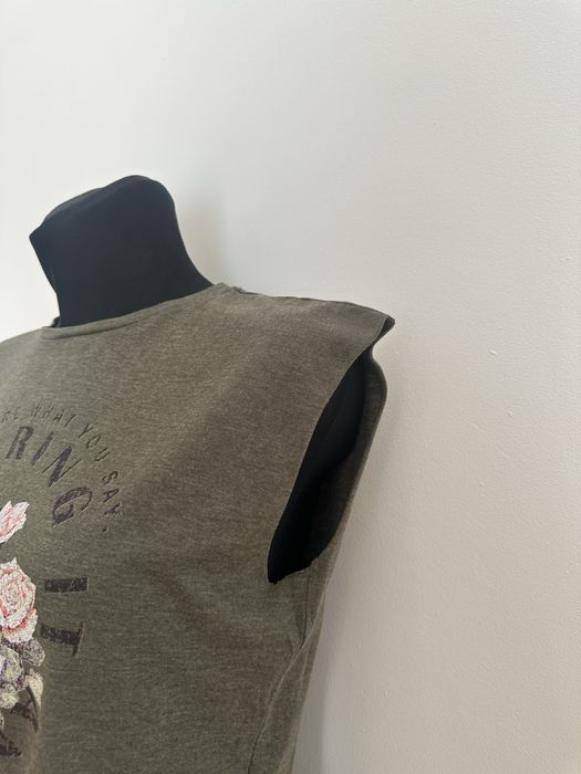 Zielona damska bluzka krótka koszulka z wiązaniem lato S 36 Atmosphere