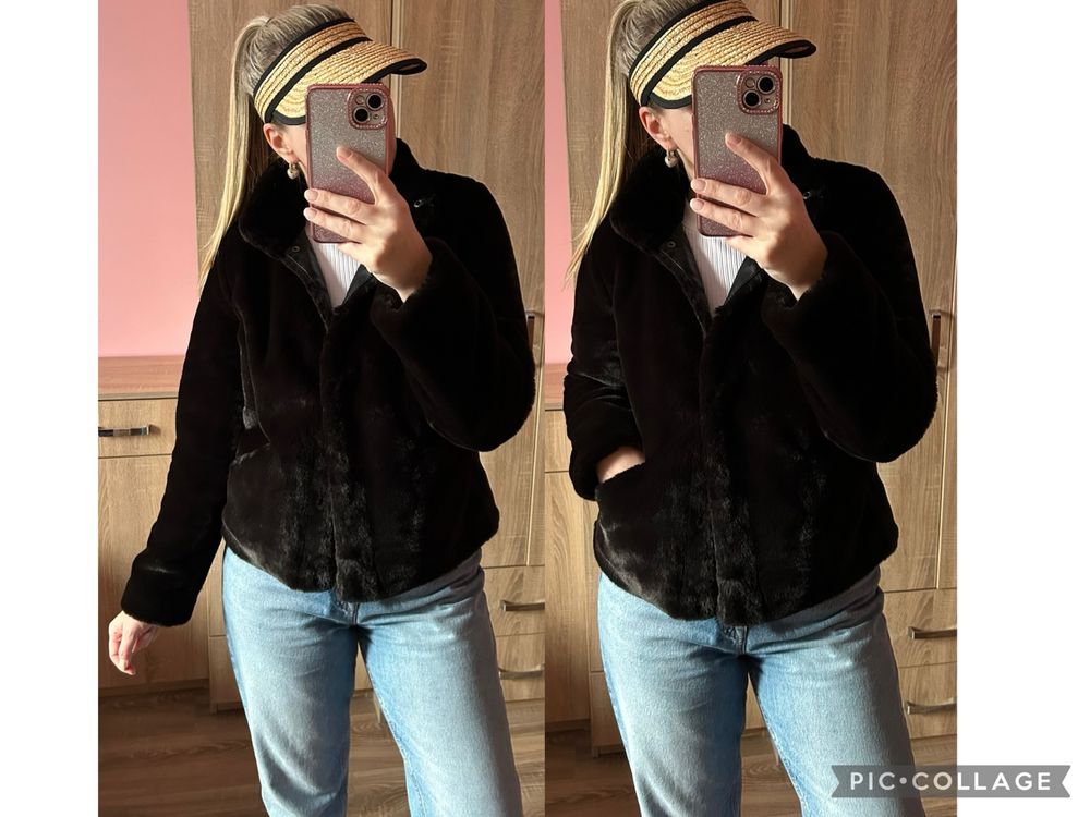 Czarne sztuczne futerko ONLY krótkie futro r.M