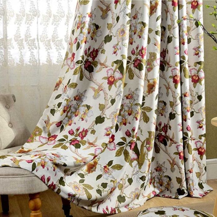 Zestaw 2 zasłon w stylu vintage, nieprzejrzyste  (245 x 140 cm)