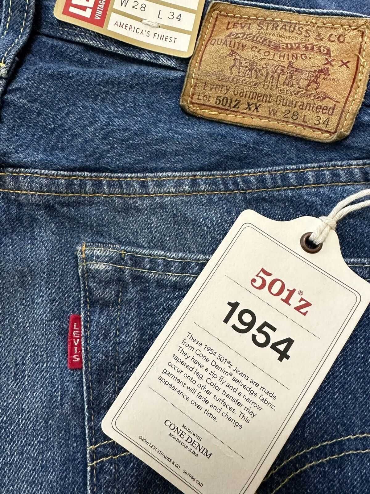 нові чоловічі джинси Vintage Levis Clothing 501z Selvage розмір 28