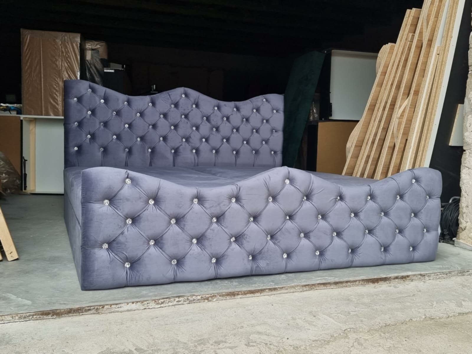 Łóżko kontynentalne 180x200 Glamour materac i pojemniki szybka realiza