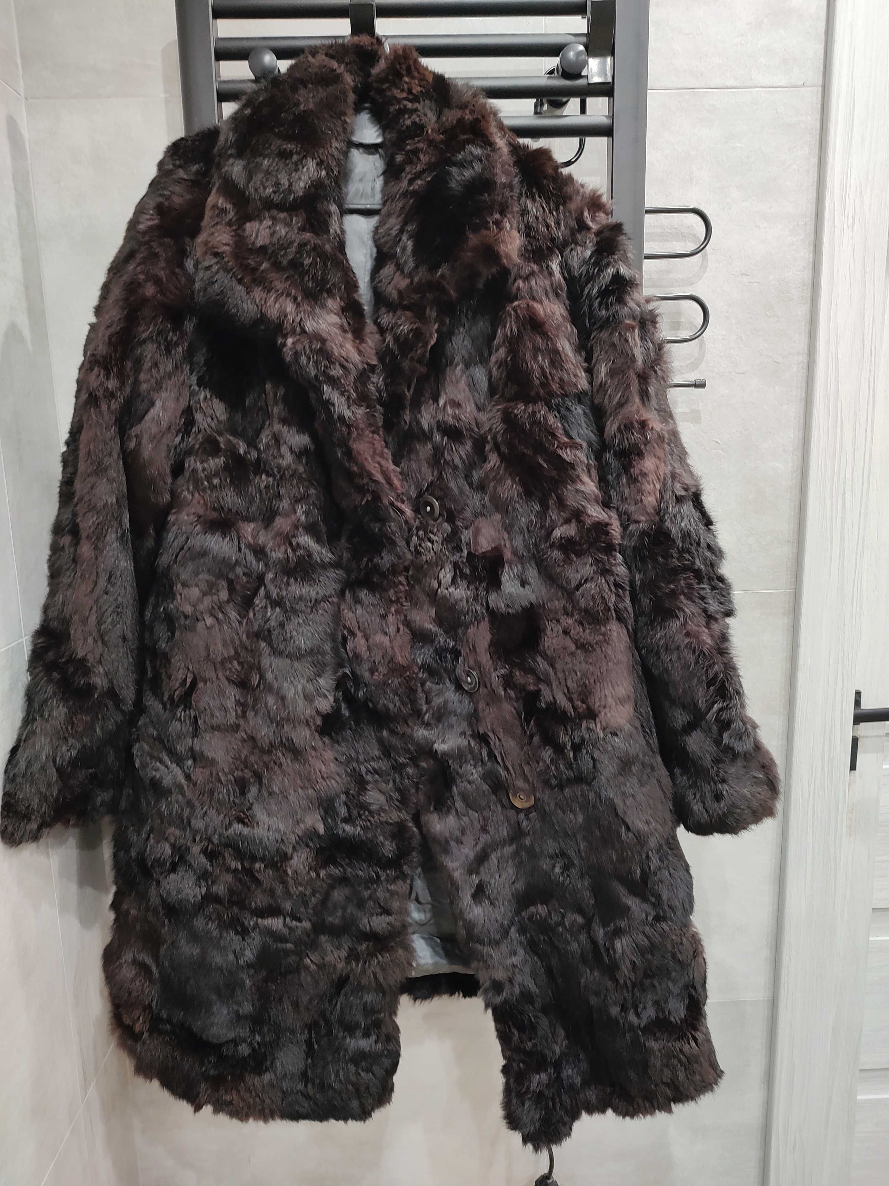 Kurtka zimowa Futro naturalne z norek ciemne długie eleganckie m l xl