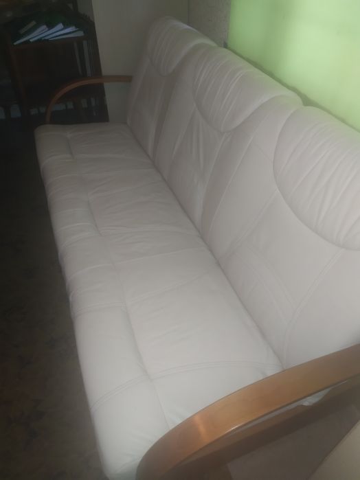 Kanapa skórzana rozkładana + fotele