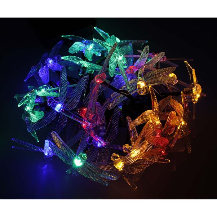 Lampki Solarne Ogrodowe Ważki Girlanda Zewnętrzna 6,5m 30 LED