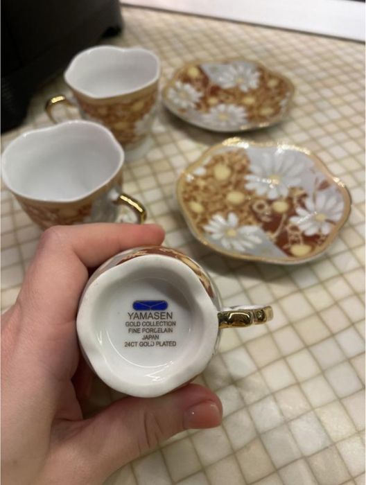 Три чашки + 2 блюдця yamasen порцелянові японія