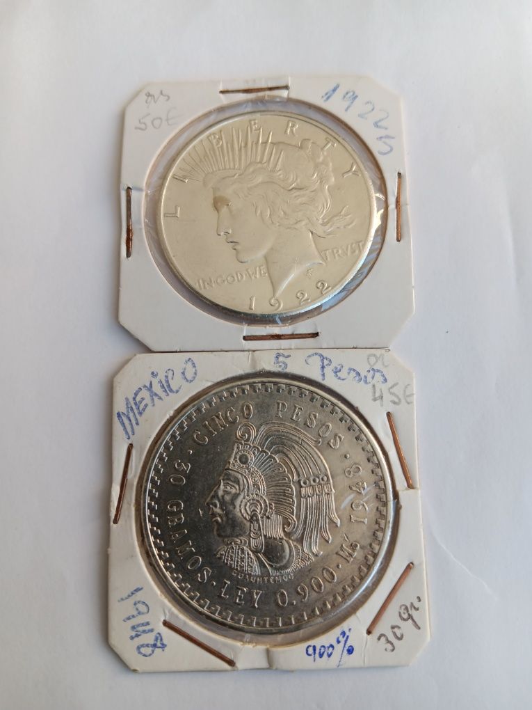 2 lindas moedas prata 900.