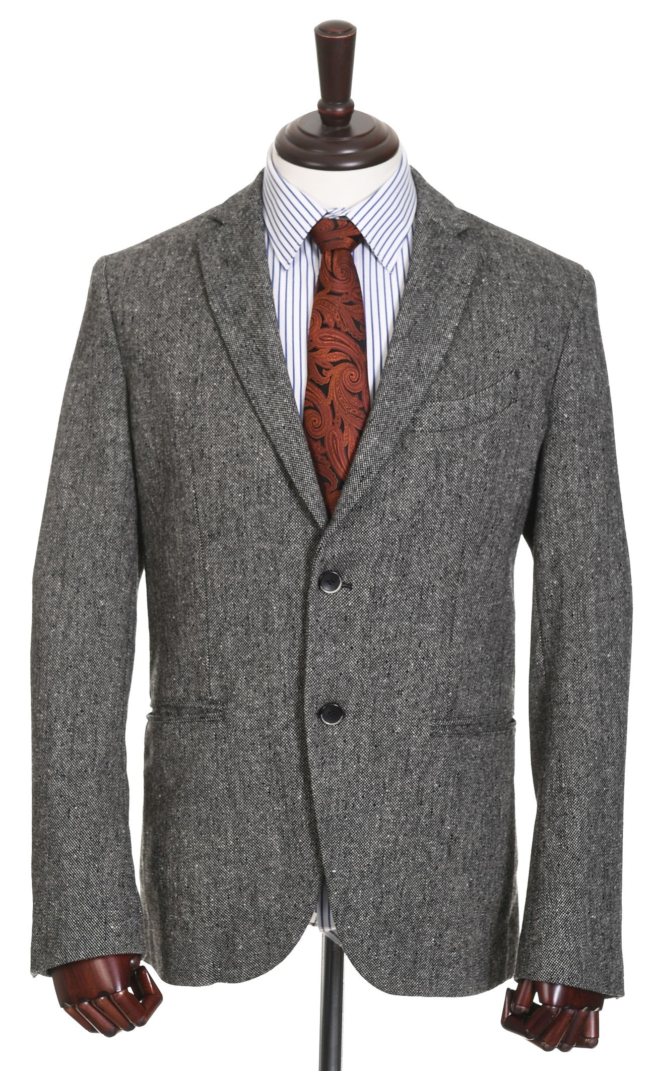 SISLEY ciepła melanżowa marynarka męska blezer 51% wełna slim fit r 50