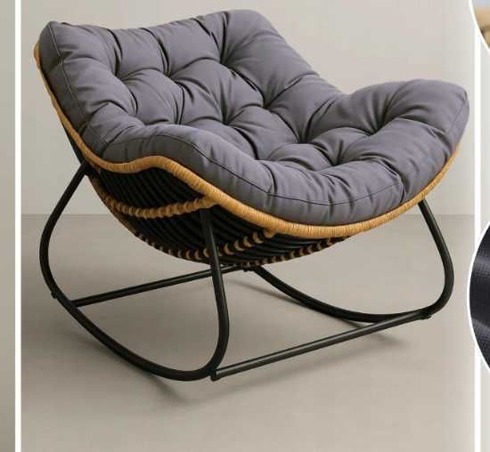 Fotel Leżak Ogrodowy Bujany Leżanka Do Salonu Na Taras BIAŁY/SZARY