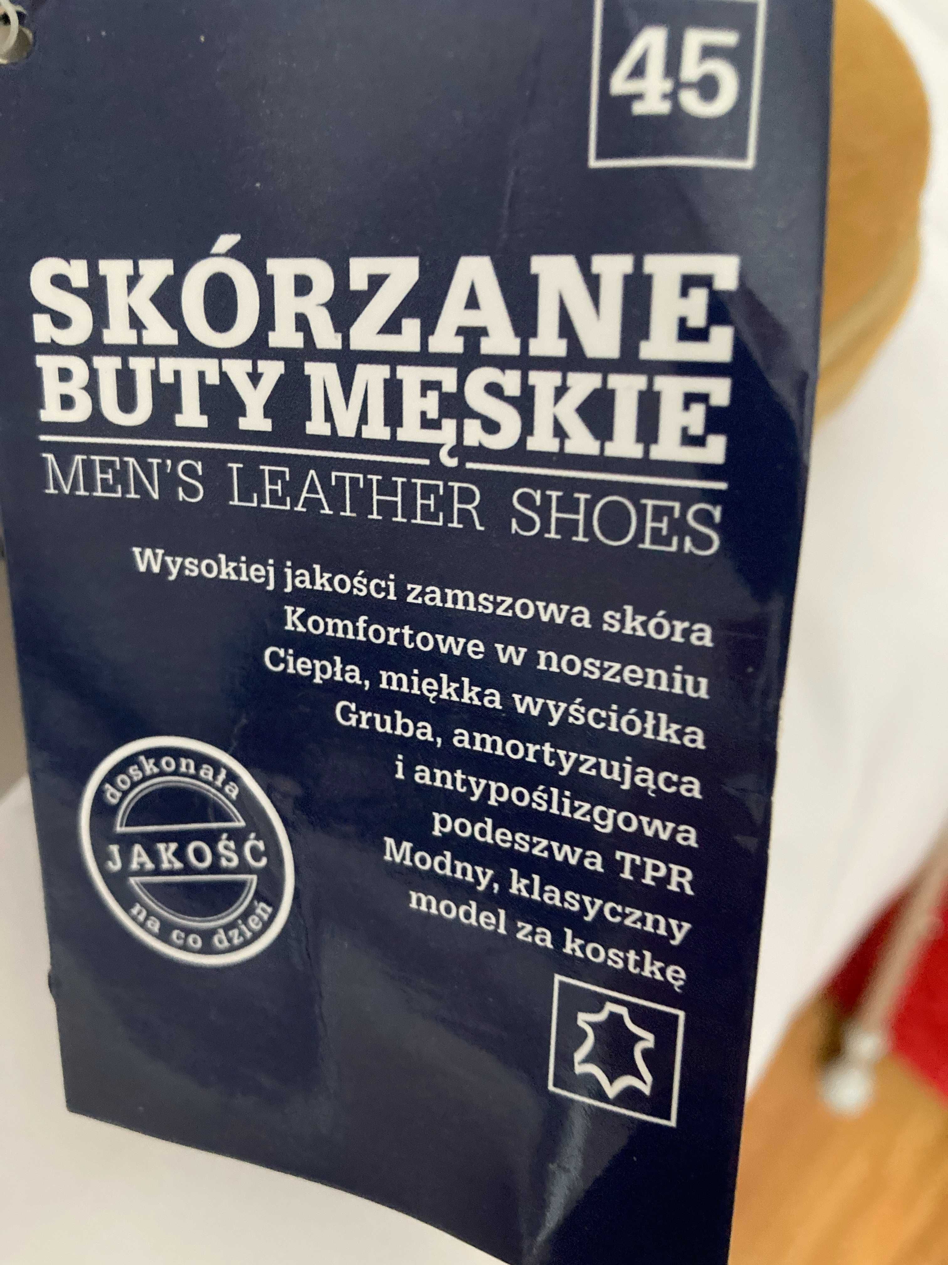 Wyprzedaż  Skórzane kozaki  męskie roz 45 wkładka 29 cm