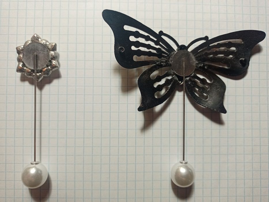 Броши-булавки "Цветок" и "Бабочка"