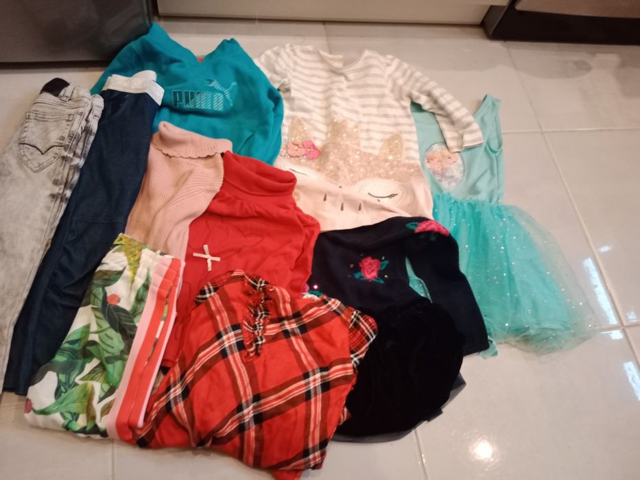 Zestaw ubranek dla dziewczynki, 98-110, sukienka Elsa, spodnie golfy