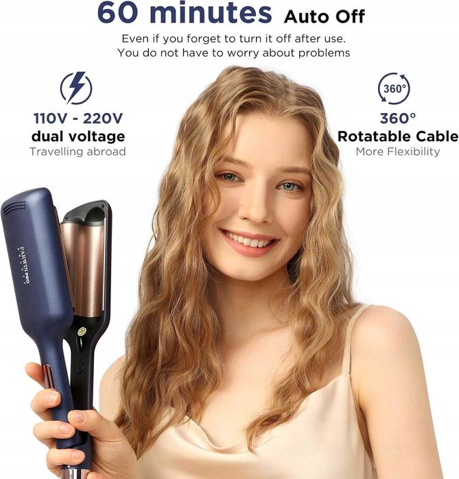 Lokówka falownica do włosów typu syrenka z 2 beczkami 32 mm PARWIN PRO