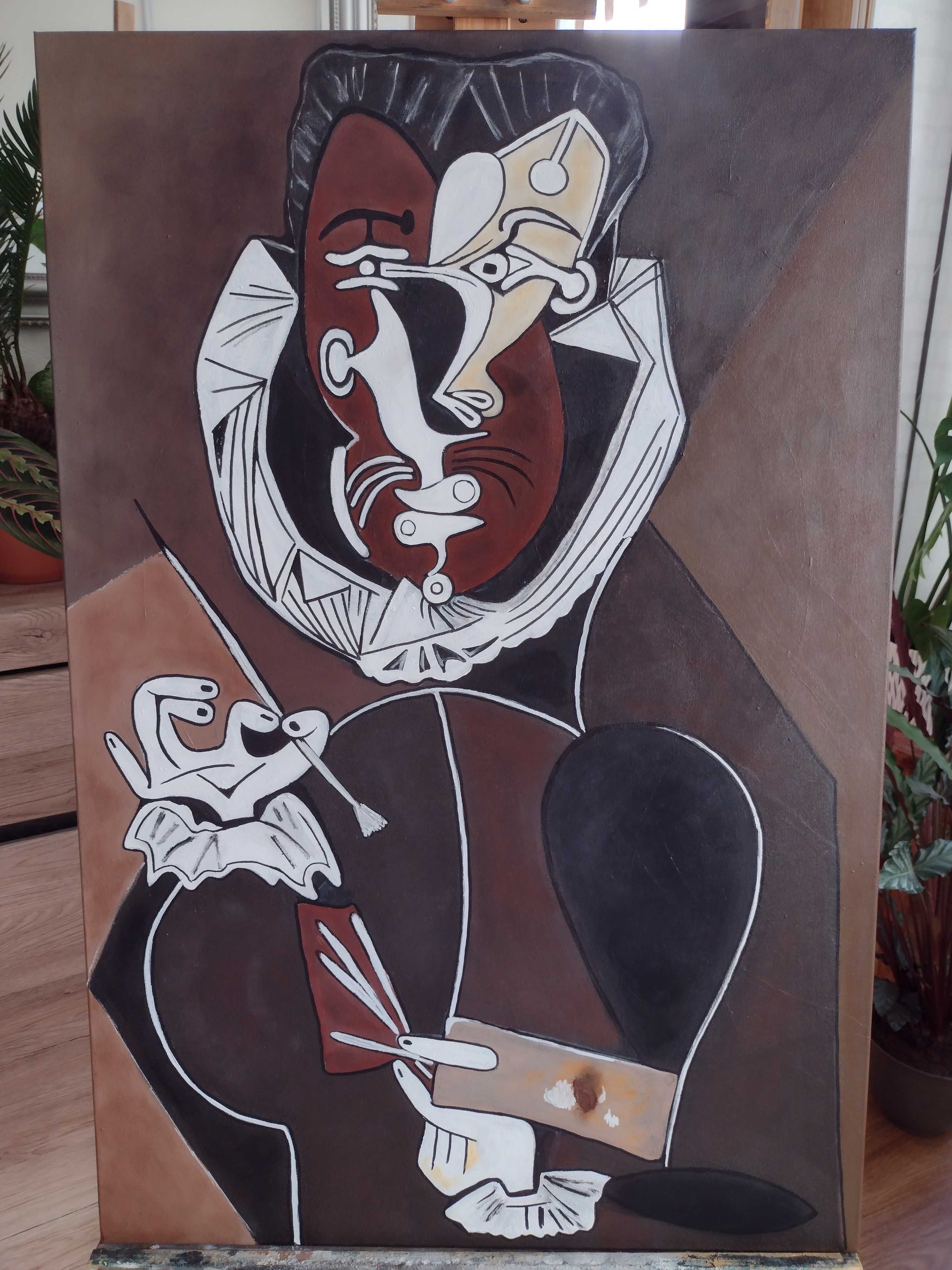 Obraz 60x90 Picasso "portret malarza wg El Greco" akryl + olej