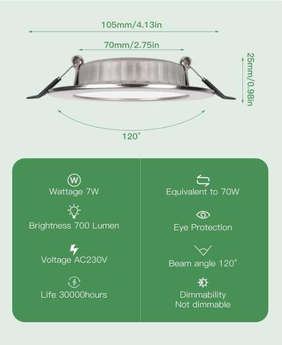 Halogeny sufitowe LED metalowe Zestaw 10 sztuk