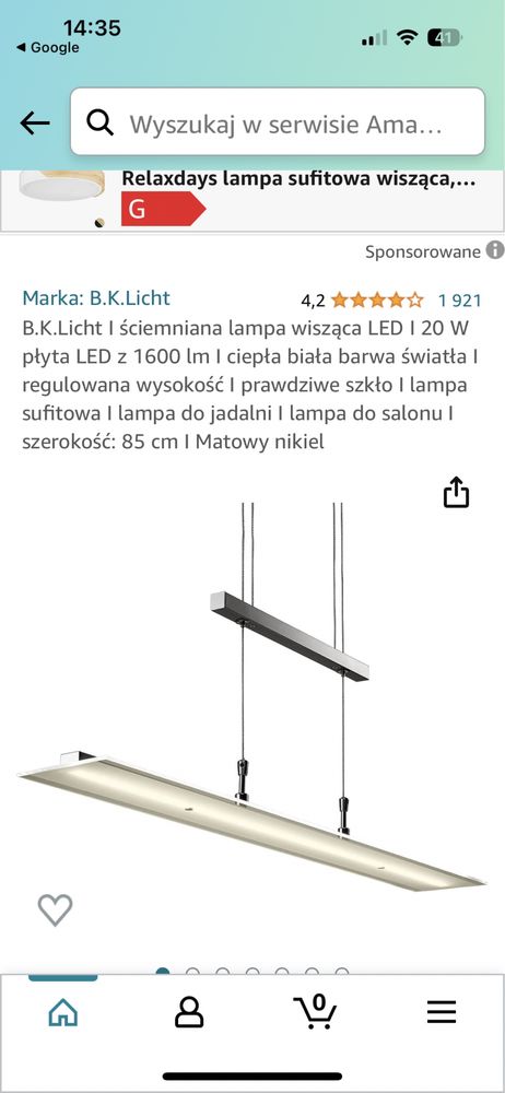 B.K.Licht I sciemniana lampa wiszaca LED | 20 W ptyta LED z 1600 Im