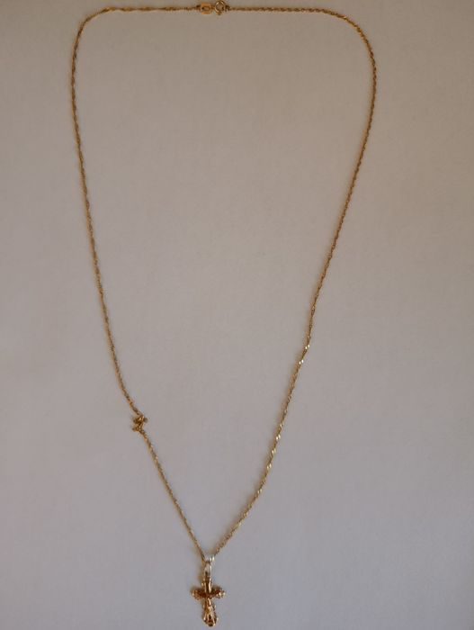 Золотий ланцюжок та хрестик/ Золотая цепочка и хрестик 585