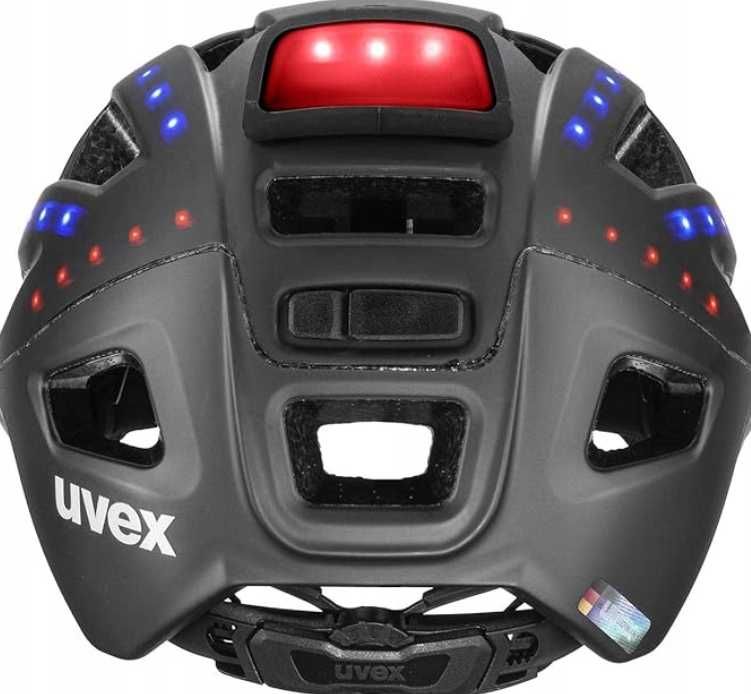 Kask rowerowy unisex z oświetleniem LED r. 52-57 cm black-silver matt