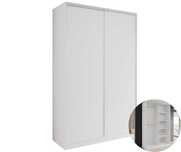 Szafa przesuwna Auroria 100x250 cm – biała z półkami, LED, szuflady