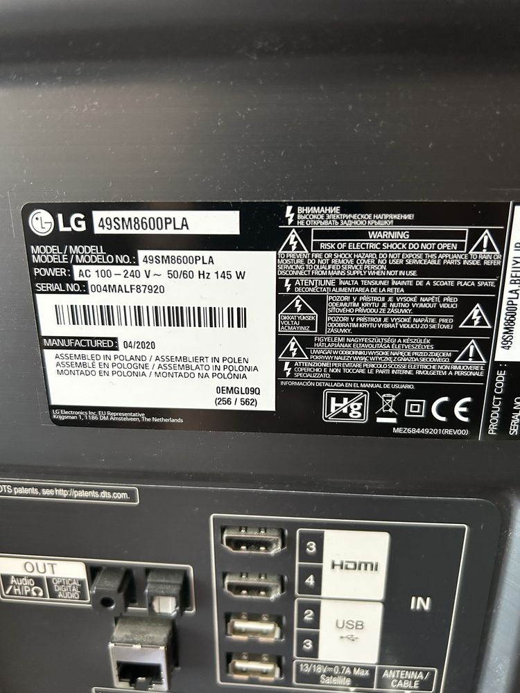 Sprzedam telewizor lg 49sm8600pla