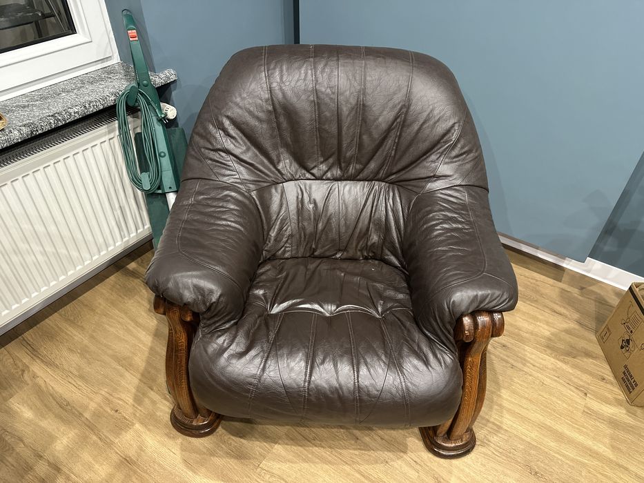 Kanapa i fotel skóra dąb