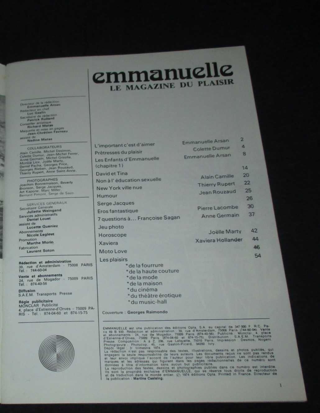 Revista Emmanuelle 1 Octobre 1974