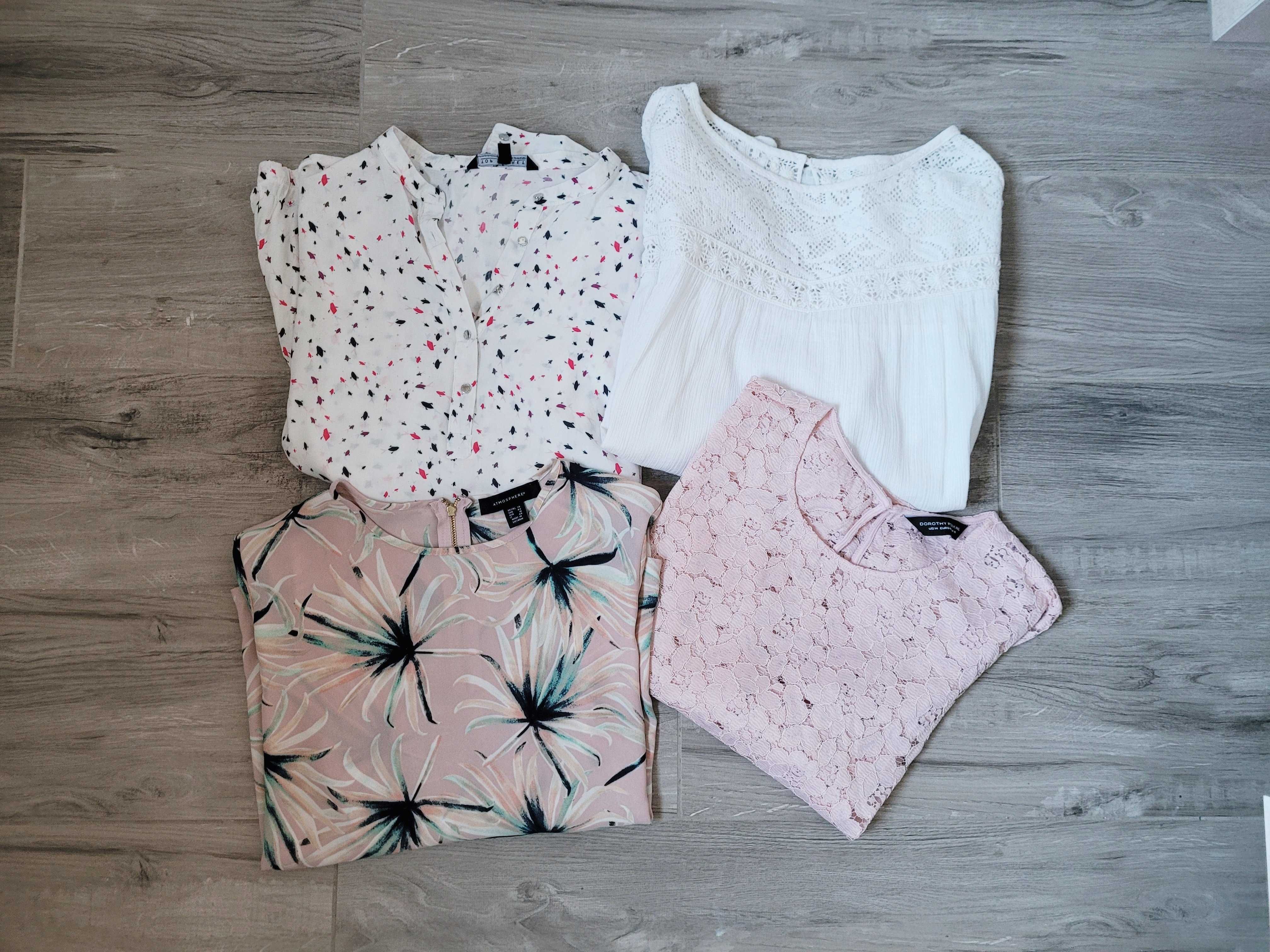 Zestaw bluzek koszul eleganckie wiskoza kwiaty boho L