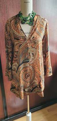 Tunika sukienka Zara rozm. M styl boho rozszerzane rękawy