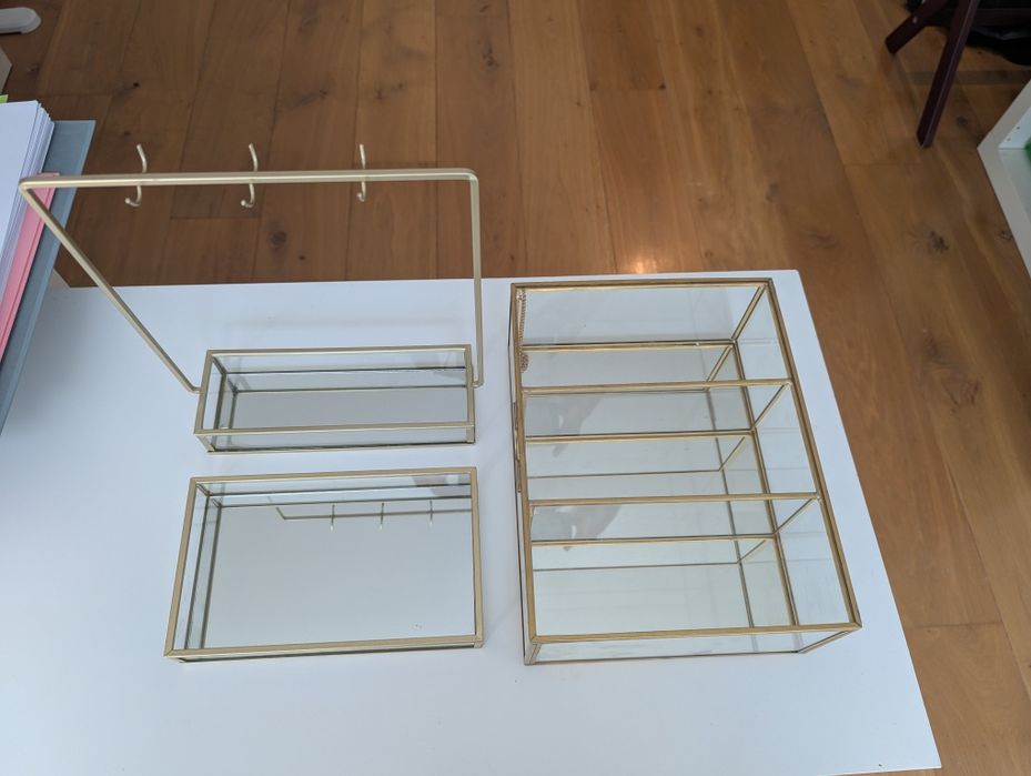 3 Caixas de vidro e espelho Gato Preto