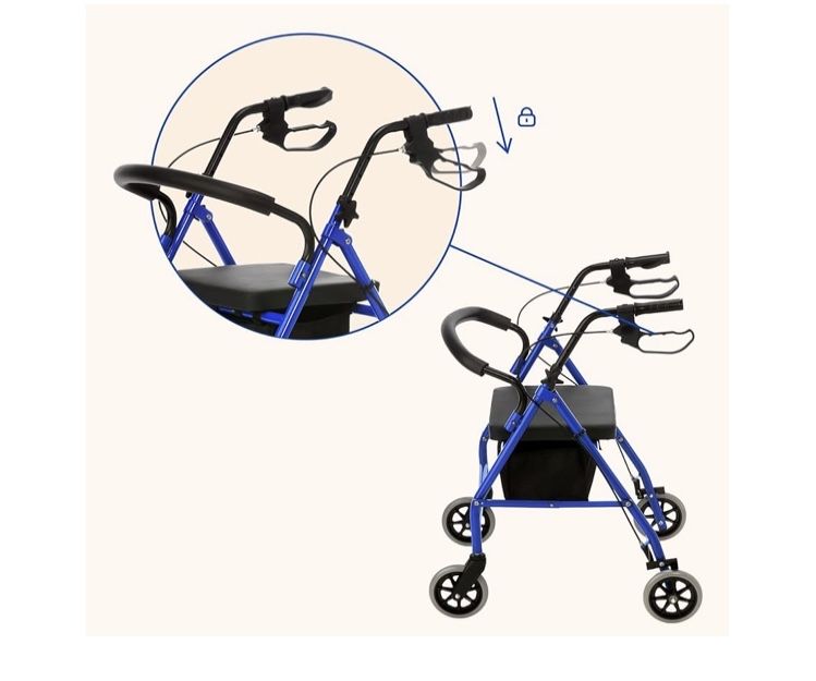Novo: Andarilho com Assento, 4 Rodas e Travoes, Dobravel - Walker