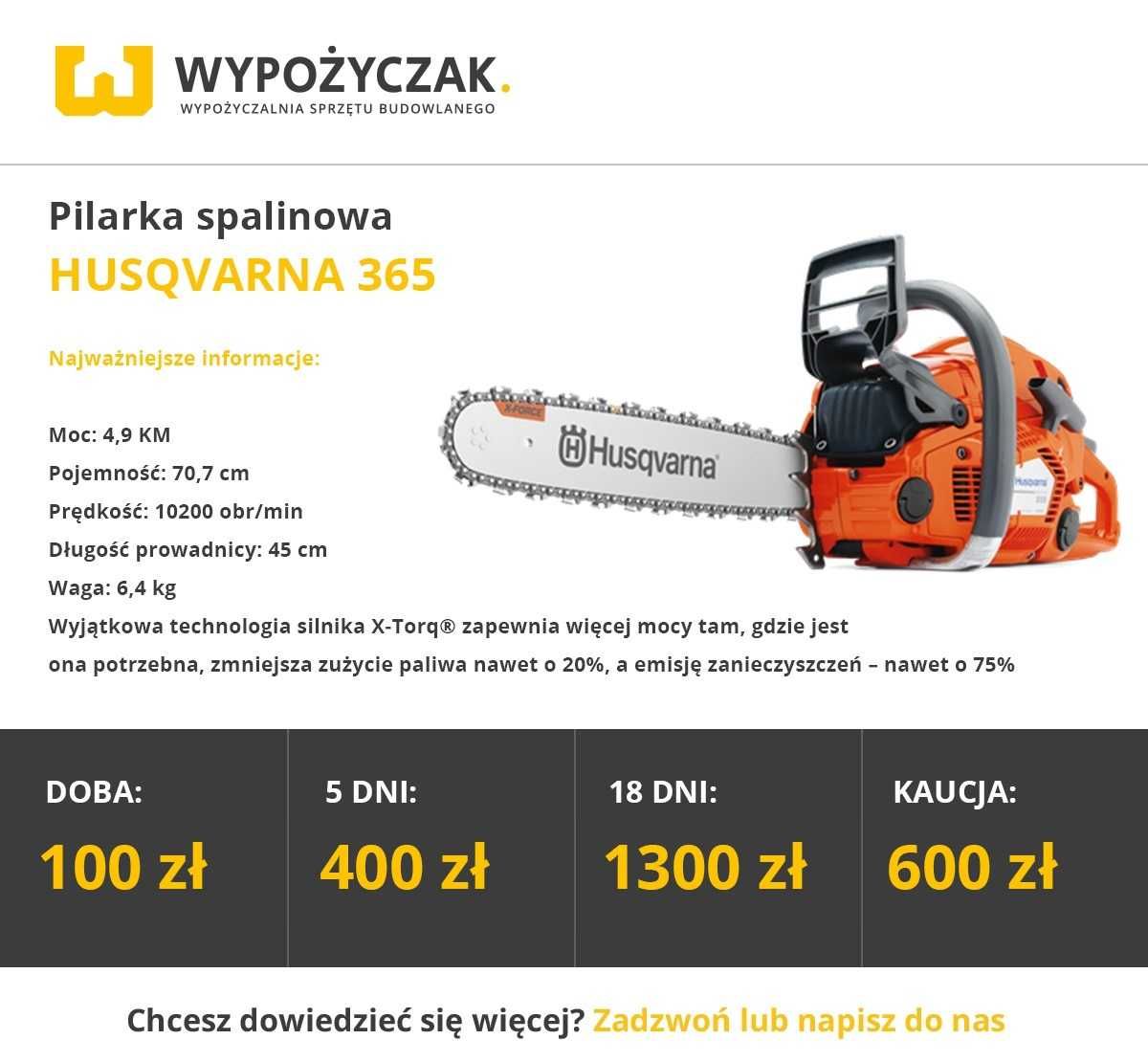 Piła/pilarka spalinowa, ukośnica, zagłębiarka, wyrzynarka - WYNAJEM