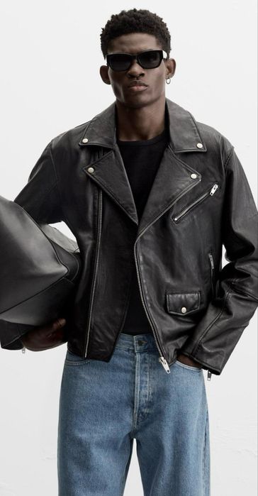 Шкіряна куртка ZARA M косуха курточка дублянка ветровка демі унісекс