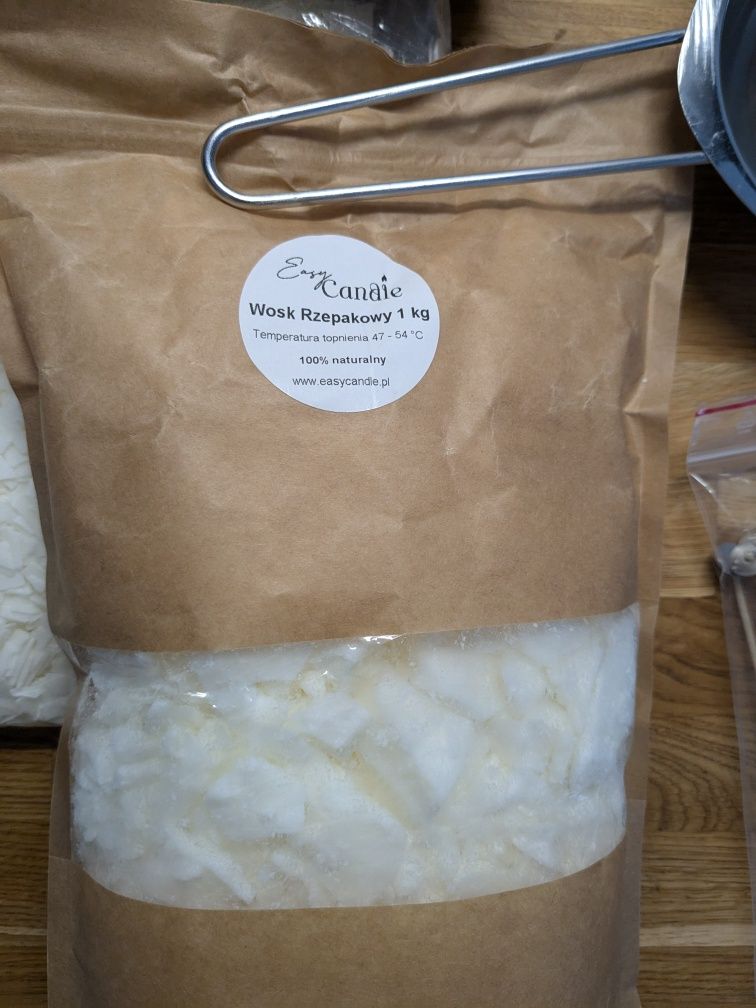Zestaw produkcja świeczki sojowe rzepakowe wosk knot topielnik hobby