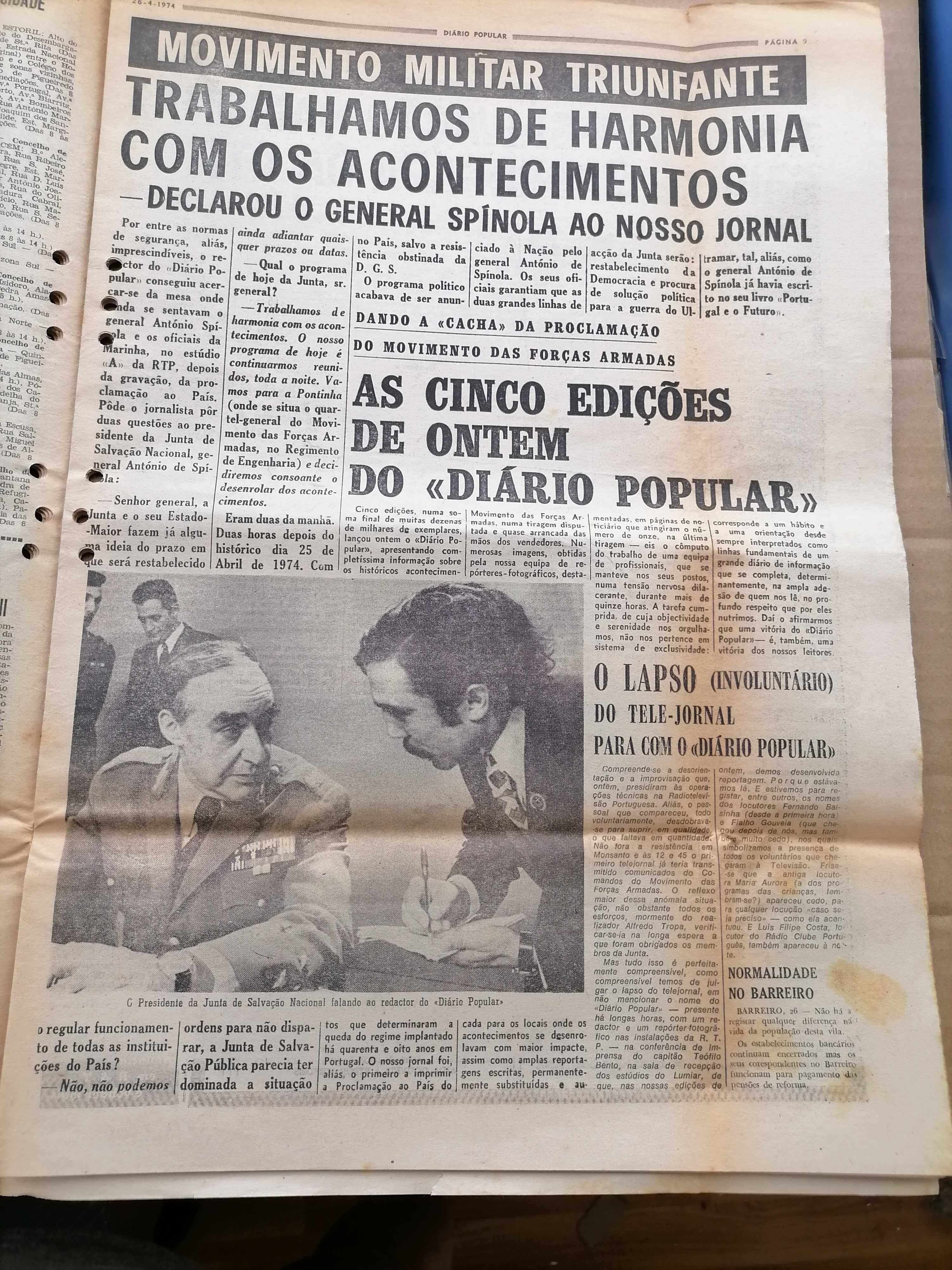 25 de Abril 1974 - MFA Movimento Militar Triunfante! Diário Notícias