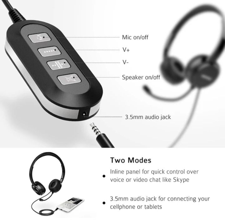 Mpow PA071 słuchawki przewodowe z redukcją szumów karta dźwiękowa 3.5m