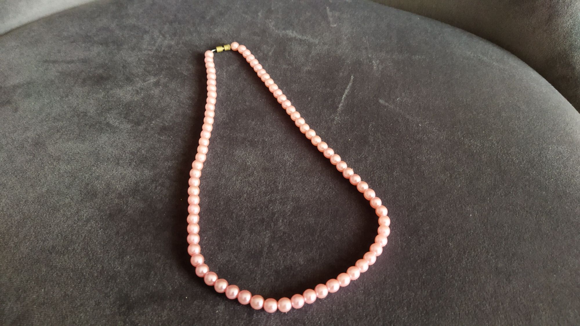Naszyjnik różowe perły syntetyczne lata 70
