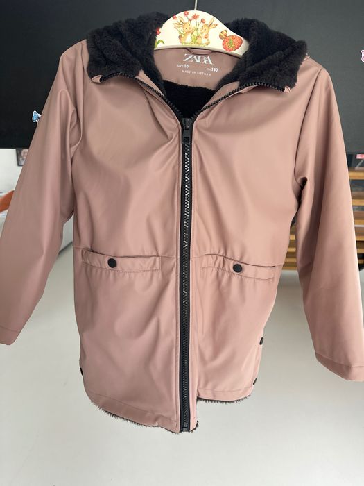Kurtka Zara rozmiar 140 cm size 10 dziewczynka różowy guma futerko