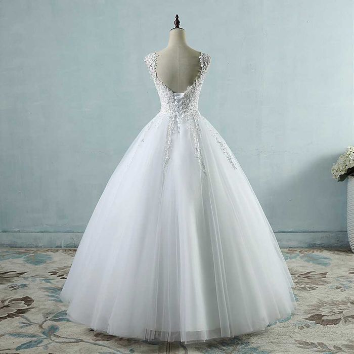 Suknia ślubna #53 biała haft koronka zdobiona rozmiar 36 S