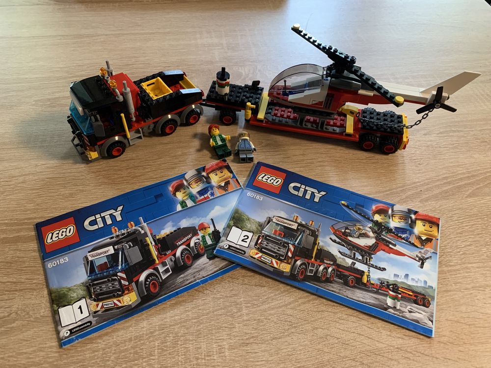 Lego city,kompletne, 60183, transporter, laweta, helikopter,ciężarówka