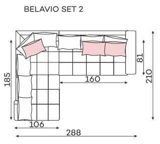 Narożnik bez funkcji spania + poduszki ozdobne Befame Belavio Set 2