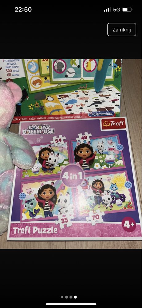 Clementoni mówiące pióro puzzle pluszak zestaw