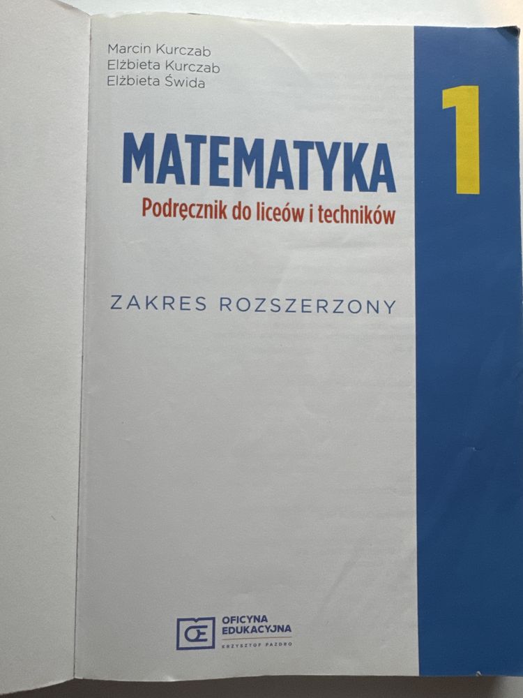 Matematyka 1 Podręcznik zakres rozszerzony Oficyna edukacyjna