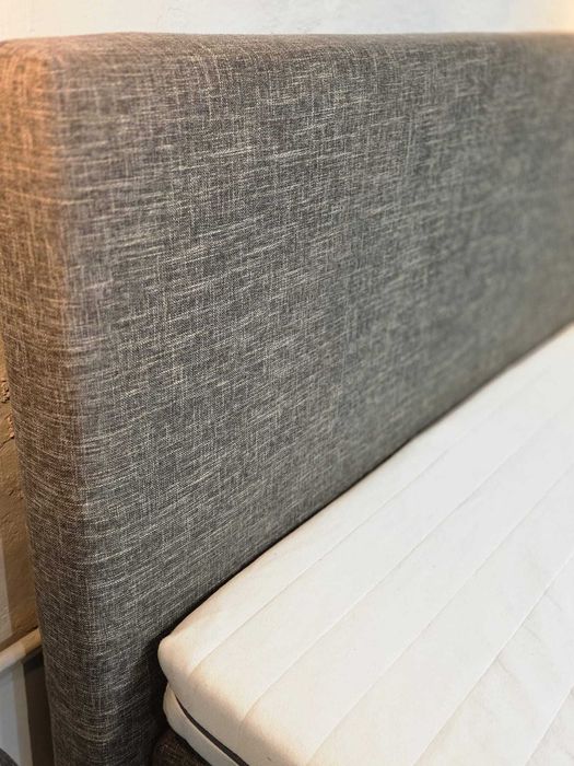 Łóżko kontynentalne szare 140x200 z materacem | Transport GRATIS