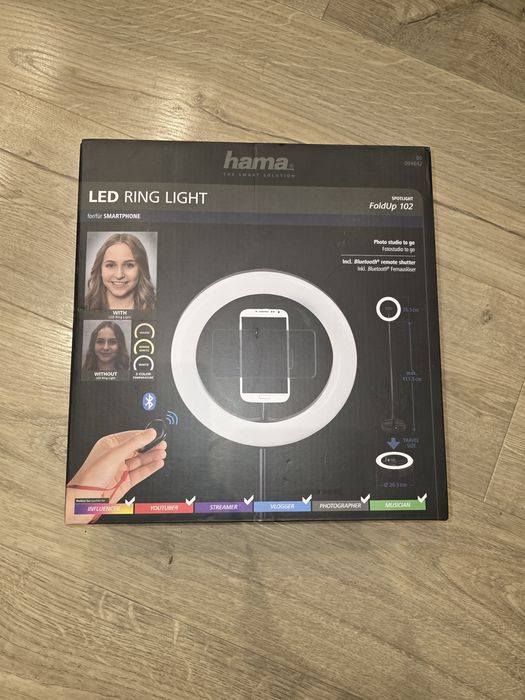 Lampa pierścieniowa LED HAMA SpotLight FoldUp 102 nowa do nagrywania