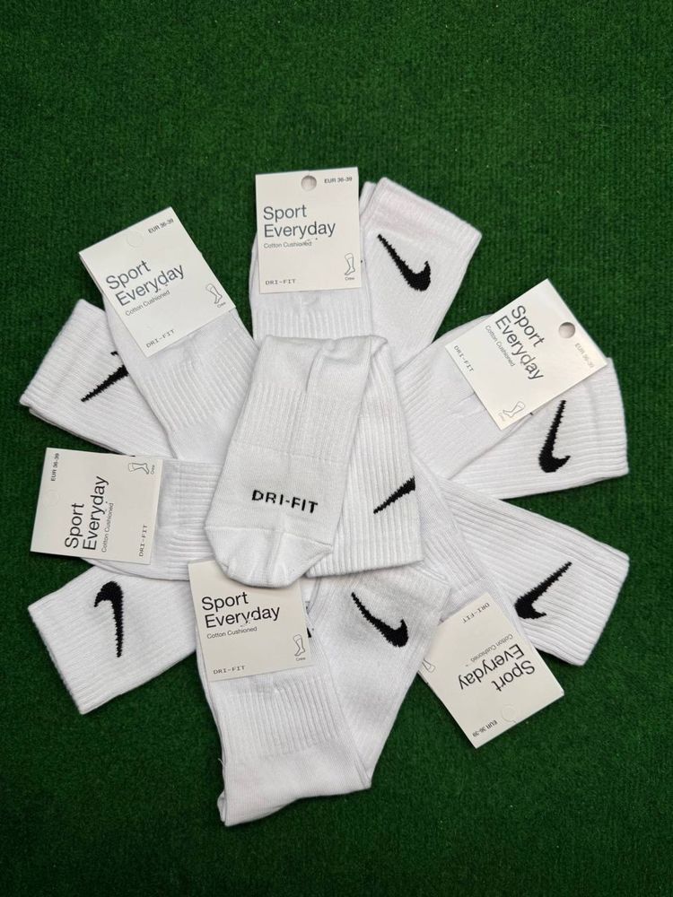 Nike Długie Białe  Skarpety Dri-Fit 36-39(6 par )
