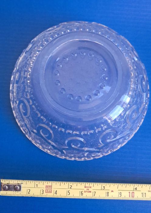 Taça e Prato Antigos em Vidro Prensado Incolor