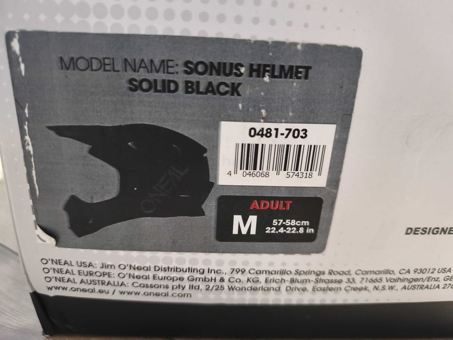 Kask O'NEAL sonus helmet solid black M fullface, worek