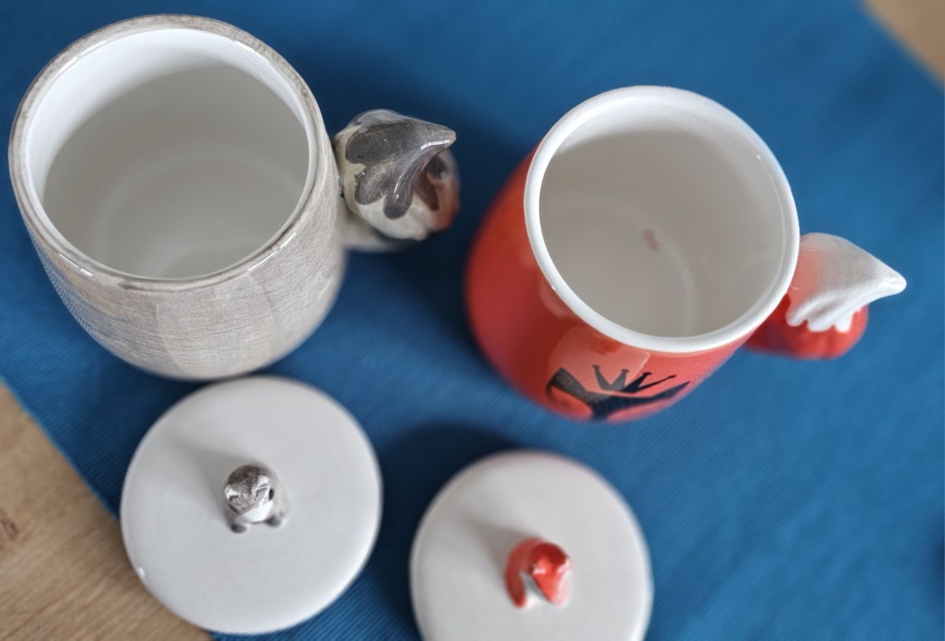 Nowy Ceramiczny kubek z pokrywką Lis 360 ml