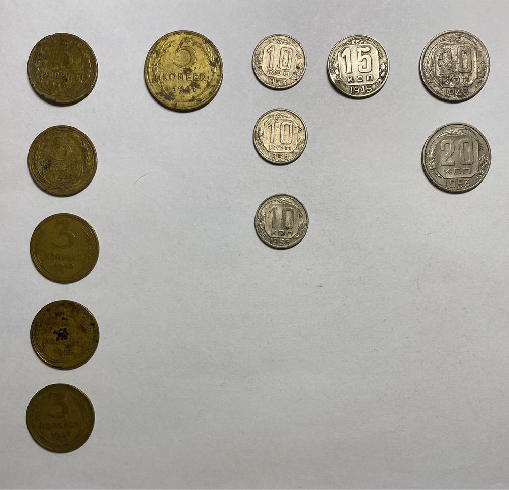 Продам комплектом монети радянського союзу 1924-1958